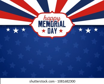Happy Memorial Day Background. USA Flag Banner with Copy Space. Vector illustration
