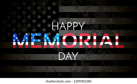 Happy Memorial Day Background. USA Flag on dark background. Vector illustration.