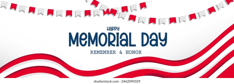 Happy Memorial Day background. With the USA flag and festival flag vector illustration.  Memorial Day holiday concept.