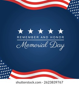 Happy Memorial Day. Memorial Day Background, USA flag and stars. Vector Illustration