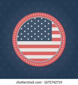 happy memorial day, badge flag dotted frame blue background american celebration vector illustration