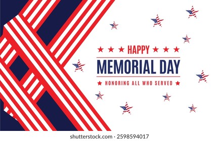 Happy Memorial Day banner. National american holiday. American flag.memorial day lettering banner. in honor of our heroes. hand drawn text with stars for memorial day in usa.