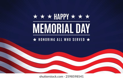 Happy Memorial Day banner. National american holiday. American flag.memorial day lettering banner. in honor of our heroes. hand drawn text with stars for memorial day in usa.