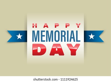 Happy Memorial Day banner. Vector illustration.