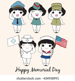 Happy Memorial Day Card Character illustration