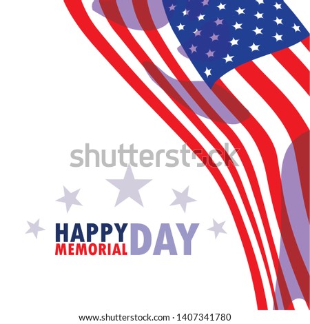 happy memorial day card with flag usa