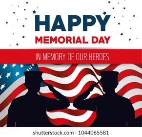 happy memorial day card with soldier silhuette
