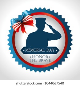 happy memorial day card with soldier silhuette