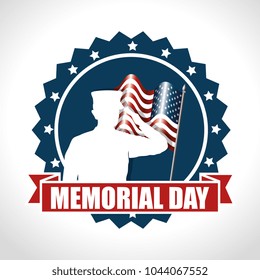 happy memorial day card with soldier silhuette