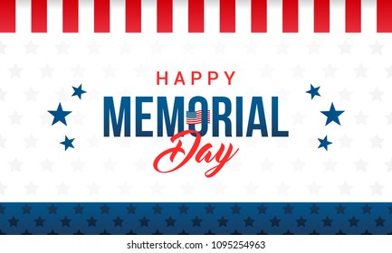 Happy Memorial Day Card Vector illustration. Typography on star pattern background.