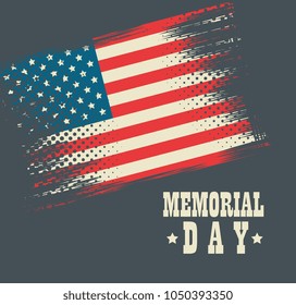 happy memorial day celebration card with usa flag