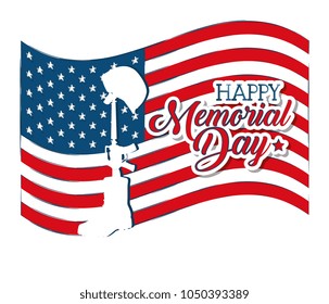 happy memorial day celebration card with usa flag