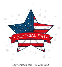 happy memorial day celebration card with usa flag