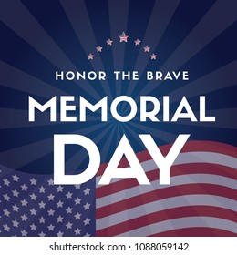 Happy memorial day design card flag