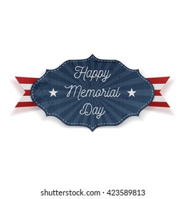 Happy Memorial Day festive Label with Text