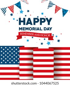 happy memorial day with flag