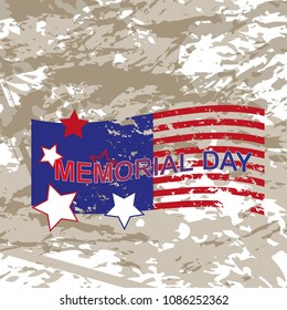 Happy Memorial Day greeting card. Vector illustration. Home of the brave. Memorial day background vector art. National american holiday illustration with USA flag. Festive poster or banner with hand l