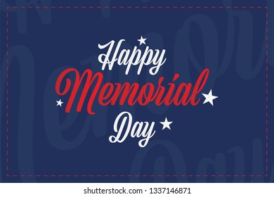 Happy memorial day. Greeting card with stars. National American holiday event. Flat Vector illustration EPS10.