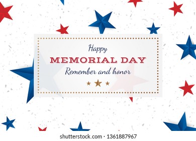 Happy memorial day. Greeting card with stars. National American holiday event. Flat Vector illustration EPS10.