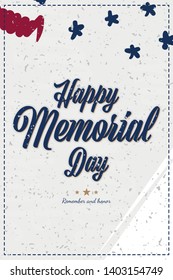 Happy Memorial Day. Greeting card with original font and USA flag. Template for American holidays. Flat illustration EPS10