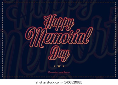 Happy Memorial Day. Greeting card with original font and stars. Template for American holidays with texture. Flat illustration EPS10