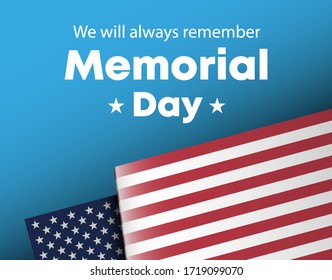 Happy Memorial Day greeting card. Vector illustration. Patriotic American Flag