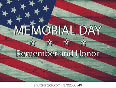 Happy Memorial Day greeting card. Vector illustration. Patriotic American Flag colour
