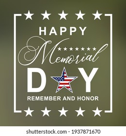 Happy Memorial Day greeting card with stars and stripes. Background for Memorial Day celebration. Vector.