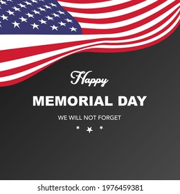 Happy memorial day. Greeting card with flag and soldier on background. National American holiday event.