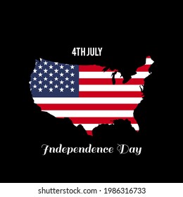 Happy Memorial Day. Greeting card with USA flag and map on black background with texture. National American holiday event.