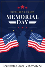 Happy Memorial Day greeting card. Vector illustration. Patriotic American Flag