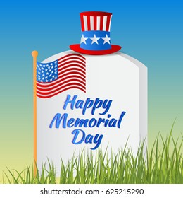 Happy Memorial Day greeting card. Vector illustration. Patriotic American Flag 