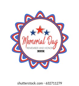 Happy Memorial Day greeting card. Vector illustration. Patriotic American Flag colors.