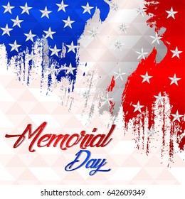 Happy Memorial Day greeting card. Vector illustration. Patriotic American Flag 