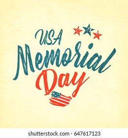 Happy Memorial Day greeting card. Vector illustration. Patriotic American Flag 