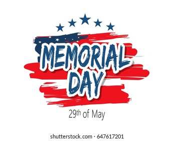 Happy Memorial Day greeting card. Vector illustration. Patriotic American Flag 