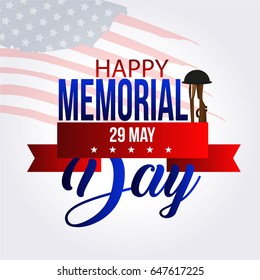 Happy Memorial Day greeting card. Vector illustration. Patriotic American Flag 