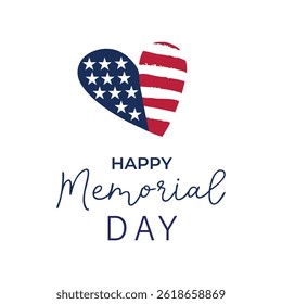 Happy Memorial Day Heart Flag Vector Graphics Illustrations
