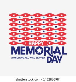 Happy Memorial Day Honoring all who served with USA flag background