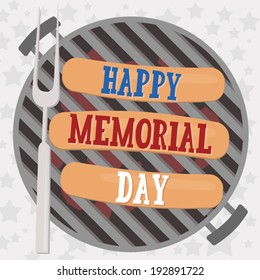 Happy Memorial Day - Hot Dog Barbecue Cookout Grill