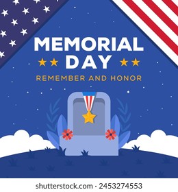 happy memorial day illustration vector design in flat style