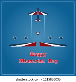 Happy Memorial Day with the inscription and flying aircraft