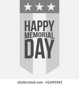 Happy Memorial Day Label with Text