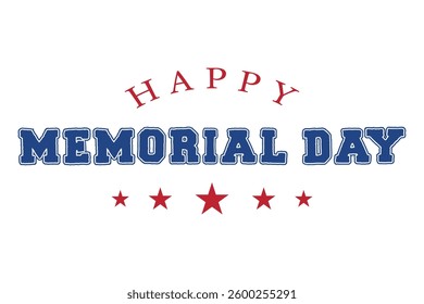 Happy Memorial Day lettering vector illustration, American Memorial Day.