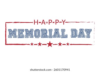 Happy Memorial Day lettering vector illustration, Hand drawn text with stars for memorial day in USA.