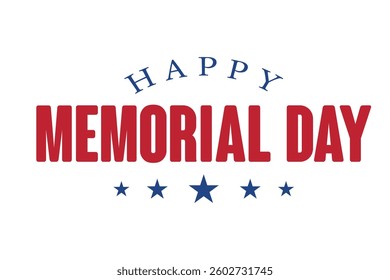Happy Memorial Day lettering vector illustration, Hand drawn text with stars for memorial day in USA.