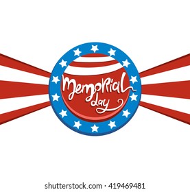  Happy Memorial day lettering. Happy Memorial day vector card. Happy Memorial day vector typography.. Memorial day text card with stars and stripes. Memorial day poster