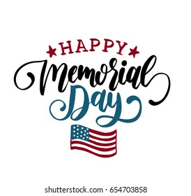 Happy Memorial Day lettering. Vector illustration.