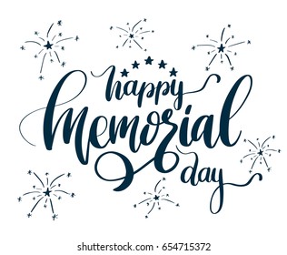 Happy Memorial Day lettering. Vector illustration.