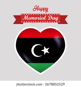 Feliz Día de la Memoria Libia Bandera Corazón Anuncio